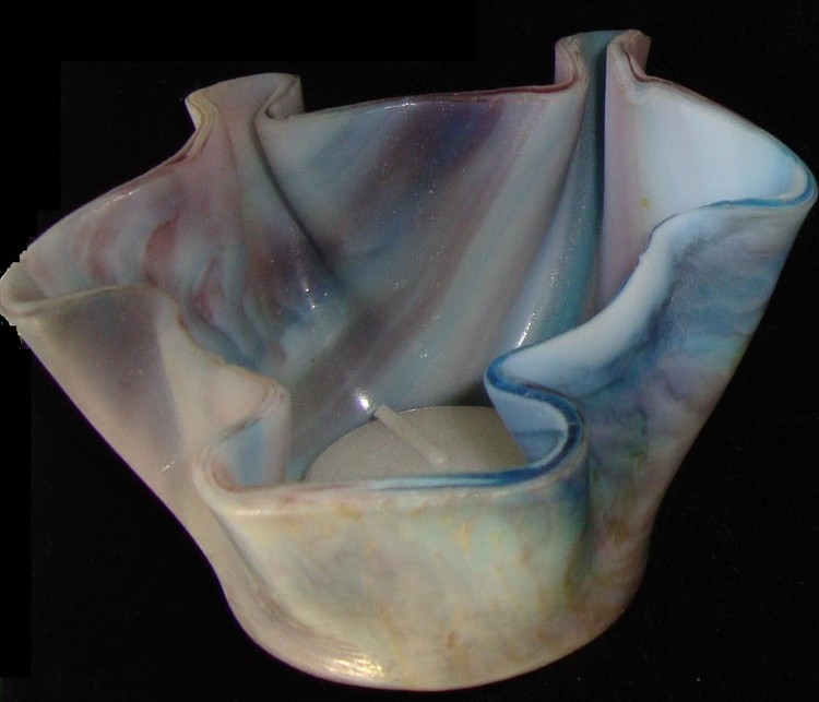 draped glass candle holder SOLD