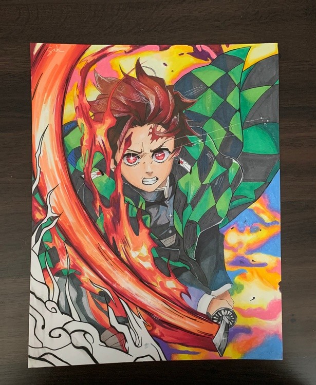 Tanjiro from demon slayer I used Ohuhu markers and Bristol paper 