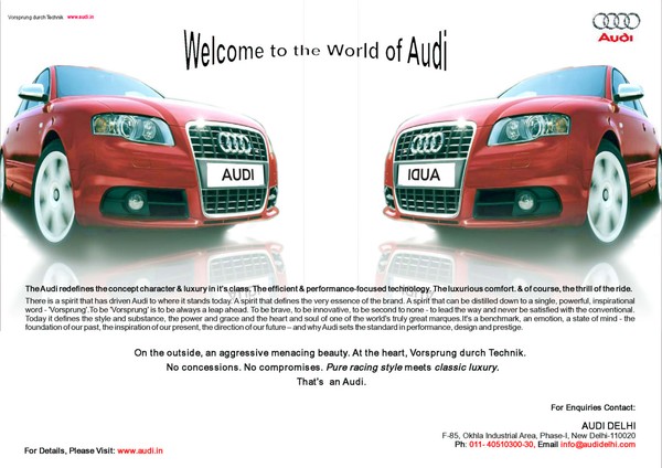 AUDI INDIA AD IN MIID-DAY NEWSPAPER