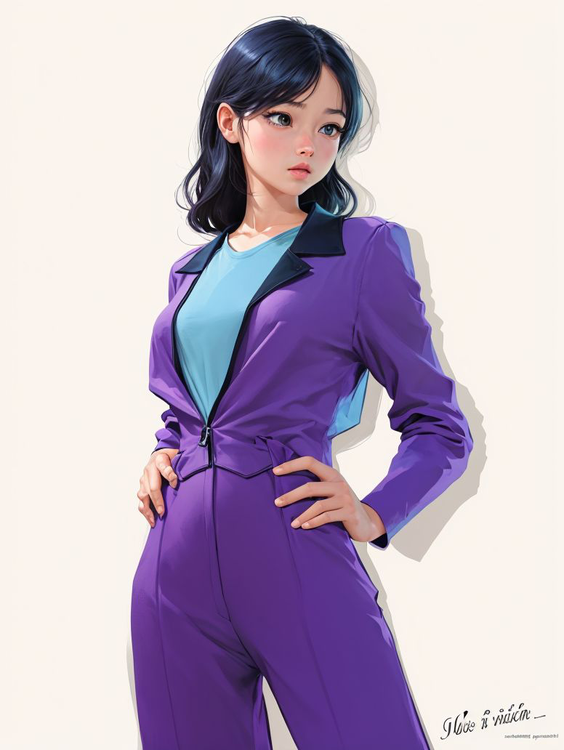 Cute girl in a blue suit