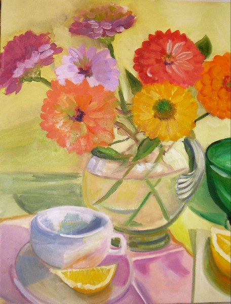 Zinnias and Tea