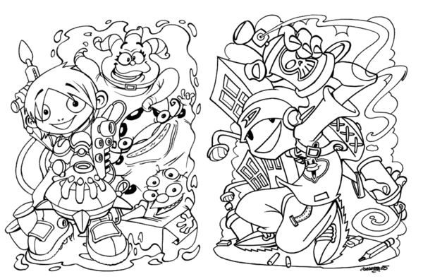 black and white cartoon