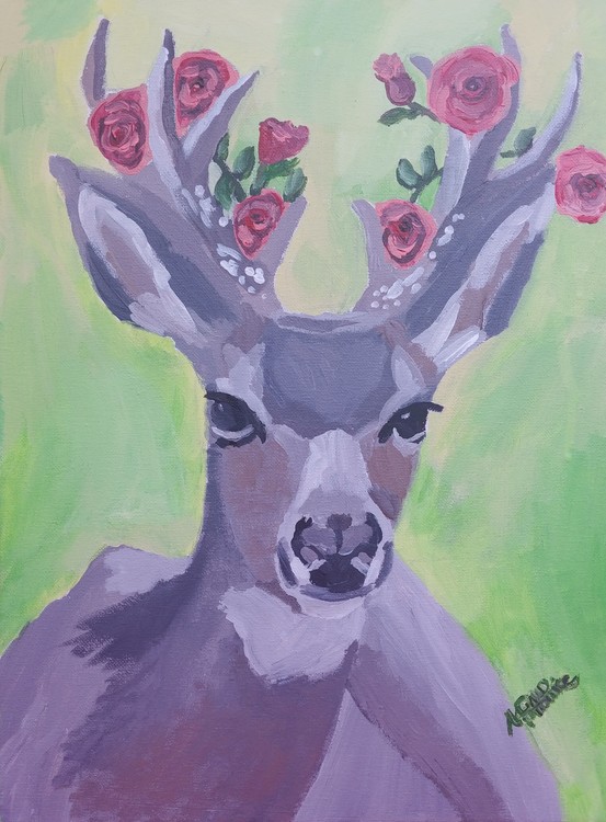Deer And Roses.