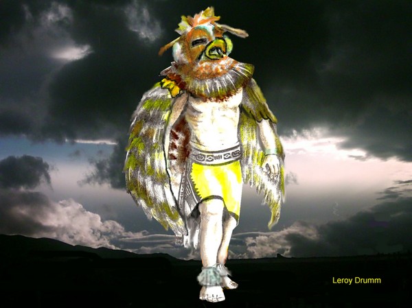Eagle dancer in the clouds