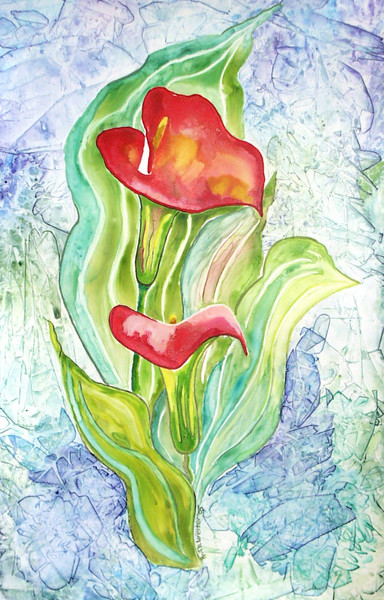 Red Calla Lilies Original Watercolor