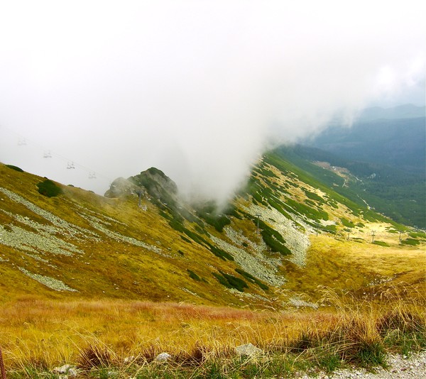Mountains bathe in clouds