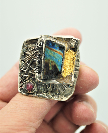 Spectrolite Art ring  by modernart999 Canada