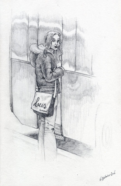 Girl gets on bus A