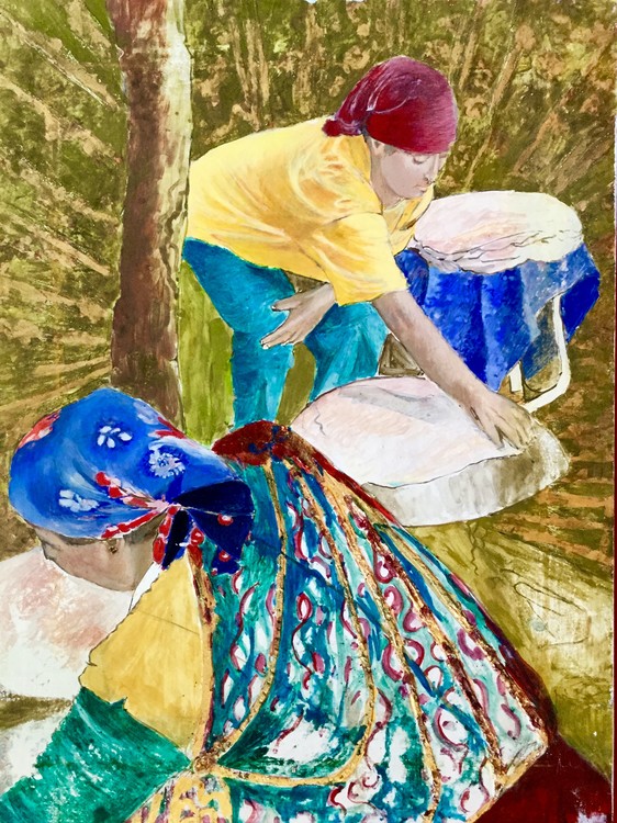 two woman baking