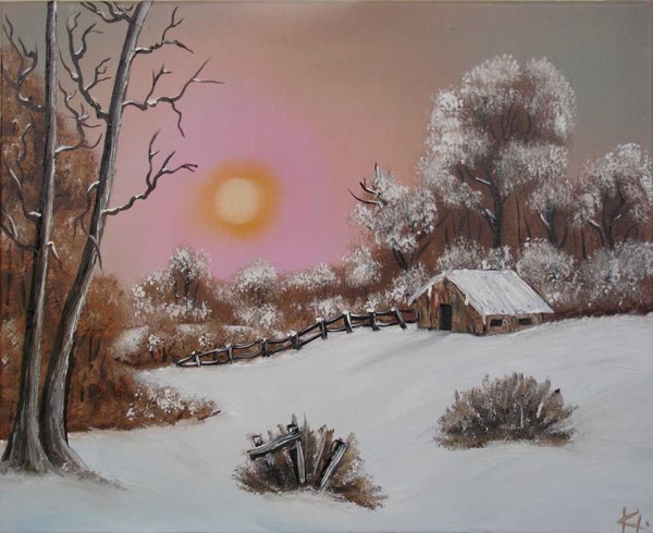 snowy landscape - my first try with oil