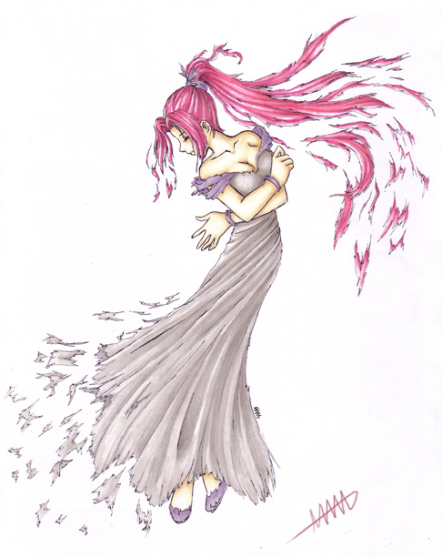 Magenta, crumbling away
