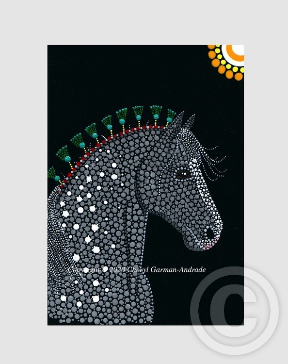 Percheron Horse Pointillism Painting