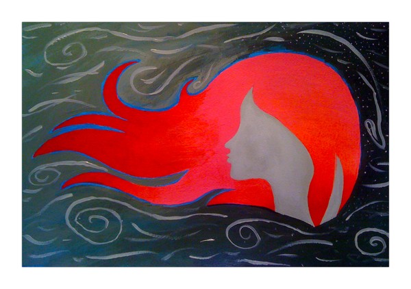 Flowing Red Head