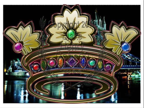 Golden Jewel Encrusted Crown London Bridge Collage