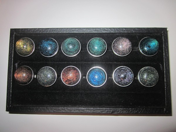Dichroic Galaxy Glass Bezel Set Rings