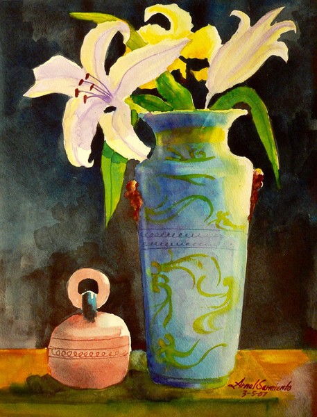 ORIGINAL WATERCOLOR FLOWER IN A VASE