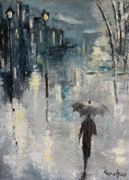 Autumn rainy night -sold