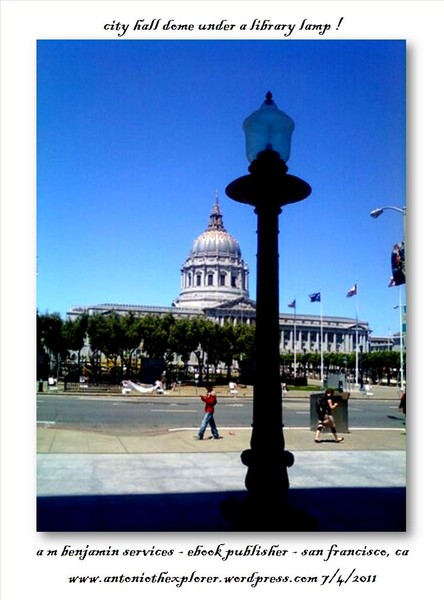 city hall dome beside a library lamp
