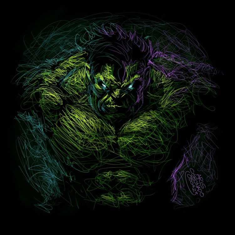 Scribble Art Portrait - HULK