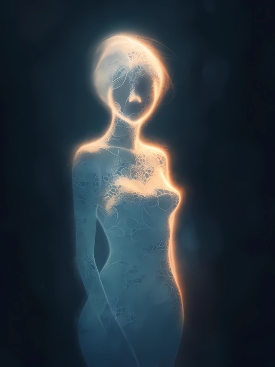 Glowing Silhouette in Darkness