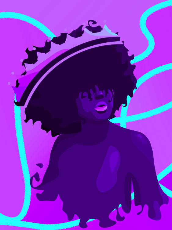 Woman Art Prints Afro Woman Art Prints Purple