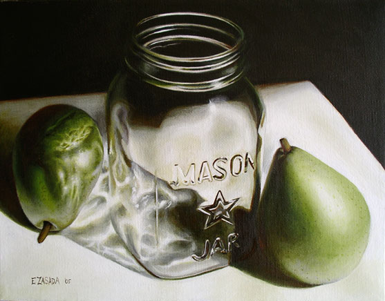 Mason Jar & Pears In The Sun