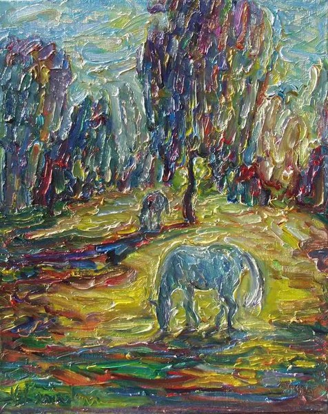 The landscape with white horse