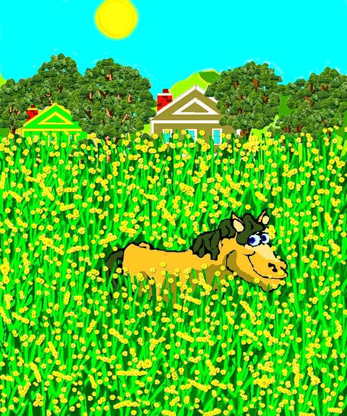 Horse In A Sea Of Flowers