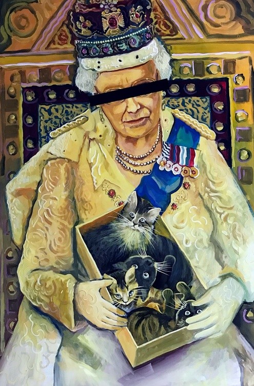 Important-Looking Lady with Kittens