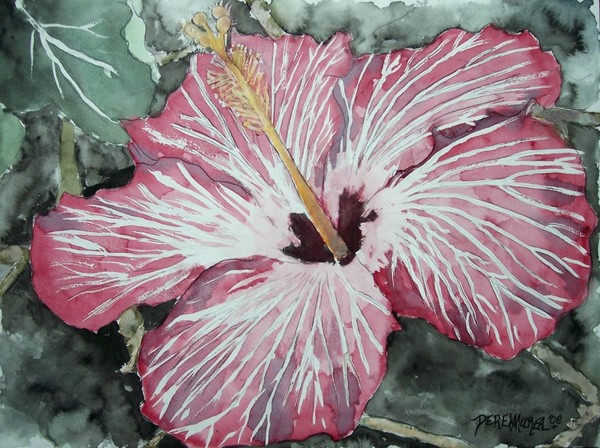Hibiscus tropical flower painting