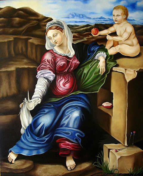 Maddona with apple