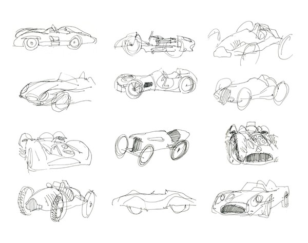 MERCEDES RACE CARS sketches