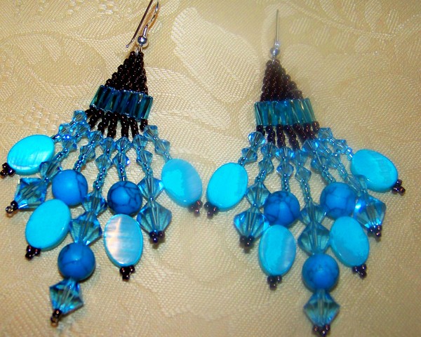 Beaded Blue Chandelier