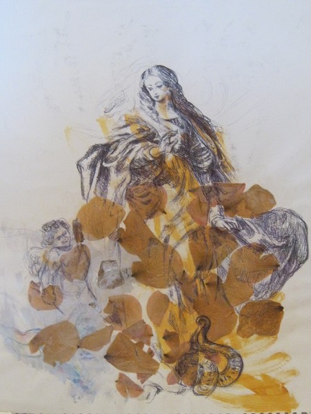 rose petals with virgen
