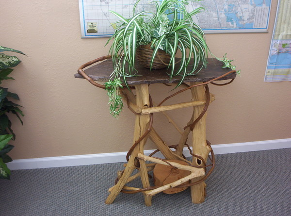 lron wood branch with slate and vine