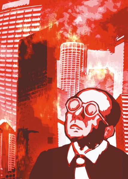 Man in the city/red