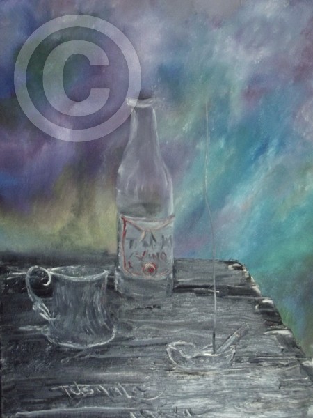 Still Life: goblet, wine, smoke