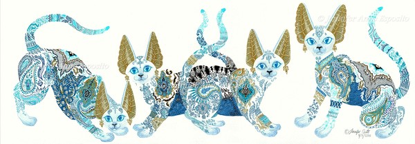 Four Asian Porcelain Cats