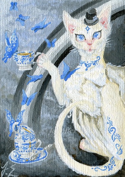 ACEO Tea Time Feline - Series