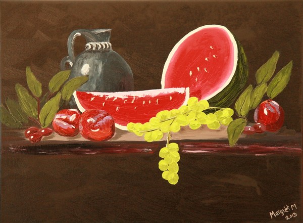 Melon and grapes 30x 40 cm