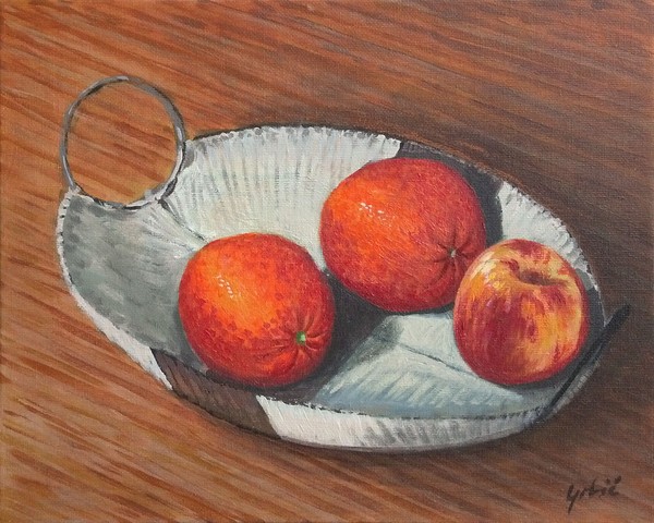 Fruits in a bowl, 24x30cm, oil on canvas board