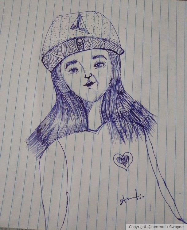 Pen drawing with girl.. 
