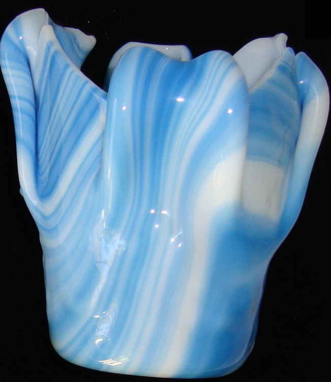 Draped glass candle holder 4 3 4 in by 3 1 2