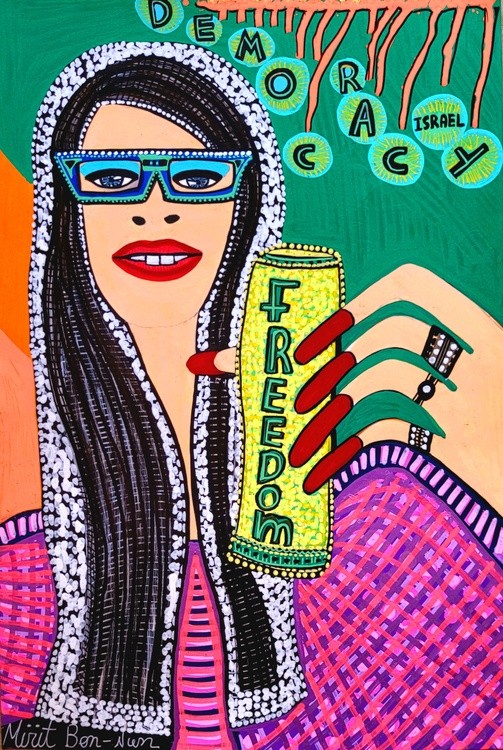 Graffiti democracy and freedom acrylic paintings Mirit Ben-Nun