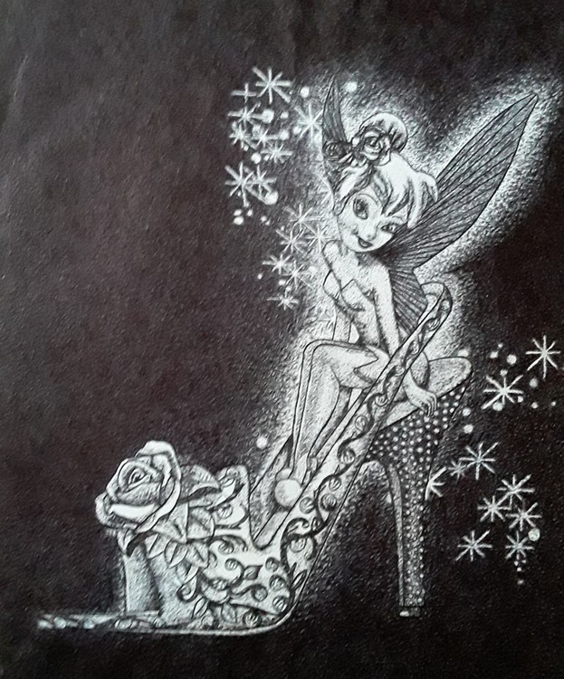 Tinkerbell pointillism drawing 
