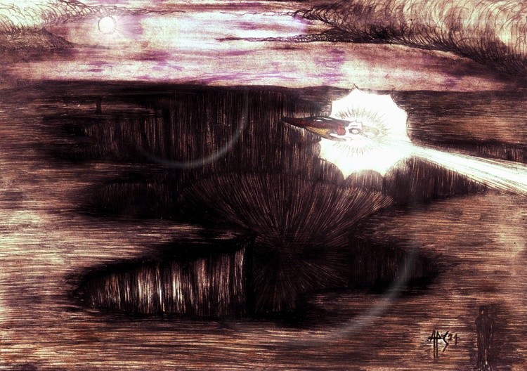 Starship Flies Over Doom Chasm