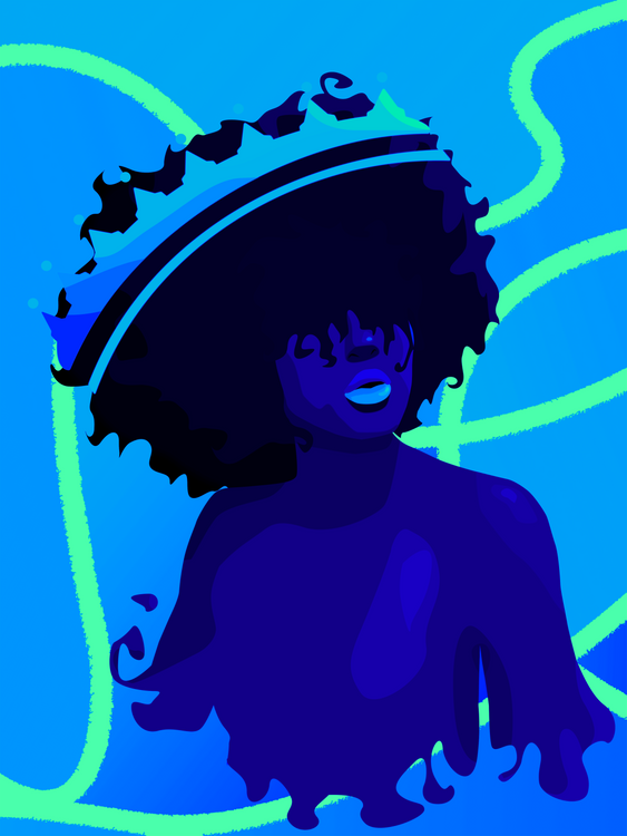 Woman Art Prints Afro Woman Art Prints Blue