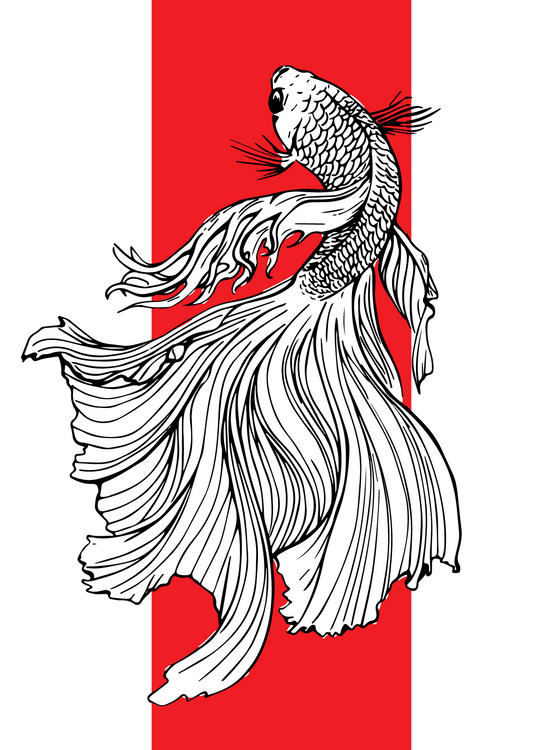 Graceful Betta Fish Line Art – Japanese Minimalist Style