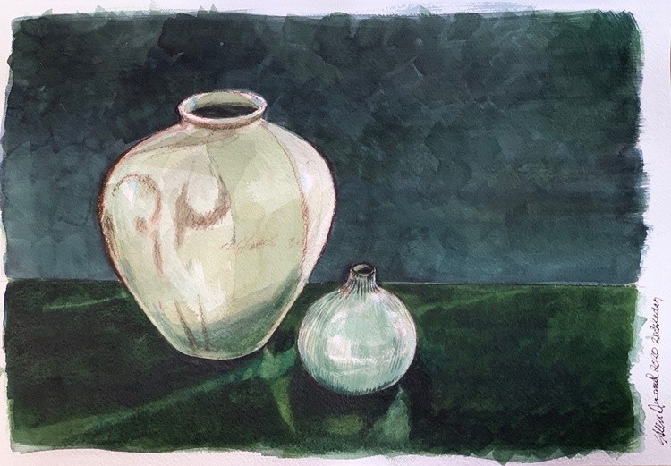 Two bulbous vases