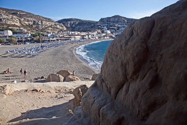 View on the beach of Matala
